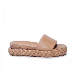 Brown Women Bernardo Charleston Braided Slide Sandals | ZBD132SH