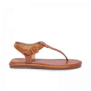 Dark Brown Women Bernardo Tucson T-Strap Flat Sandals | LYK4472HO