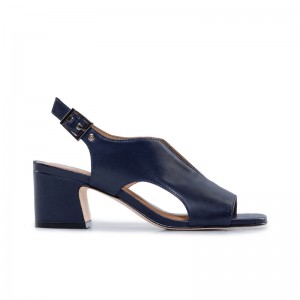 Dark Navy Women Bernardo Bedford Mid Heels Sandals | XQF5992PU