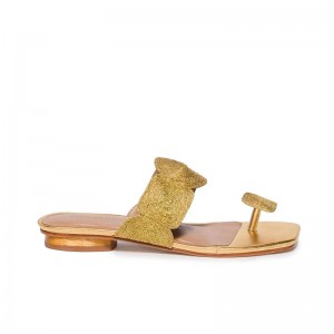 Gold Women Bernardo Palermo Flat Sandals | RCQ3898RU