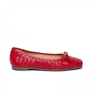 Red Women Bernardo Gwynn Woven Ballet Flats | IVT5060OD