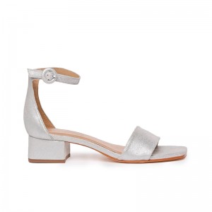 Silver Women Bernardo Jalena Low Heels Sandals | XGB6079DD