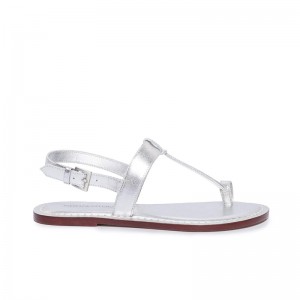 Silver Women Bernardo Maverick 2 Toe Ring Flat Sandals | JWZ5895BO