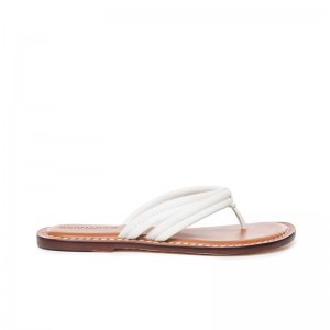 White Women Bernardo Miami Thong Slide Sandals | YMO3522SW