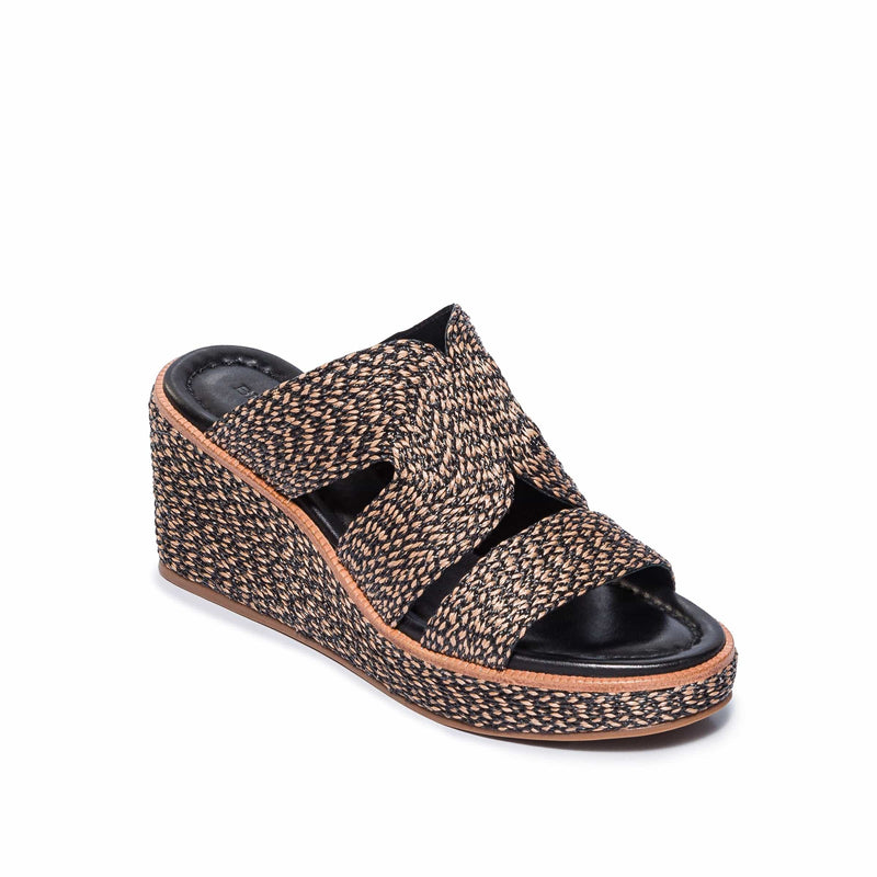 Black Brown Women Bernardo Kaian Raffia Wedge Sandals | YXJ4133UD