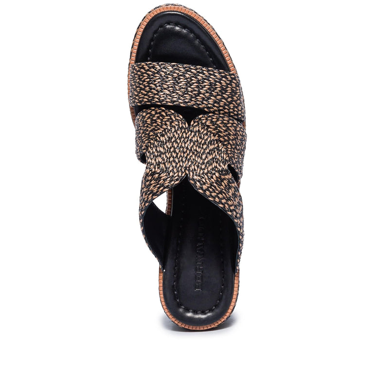 Black Brown Women Bernardo Kaian Raffia Wedge Sandals | YXJ4133UD