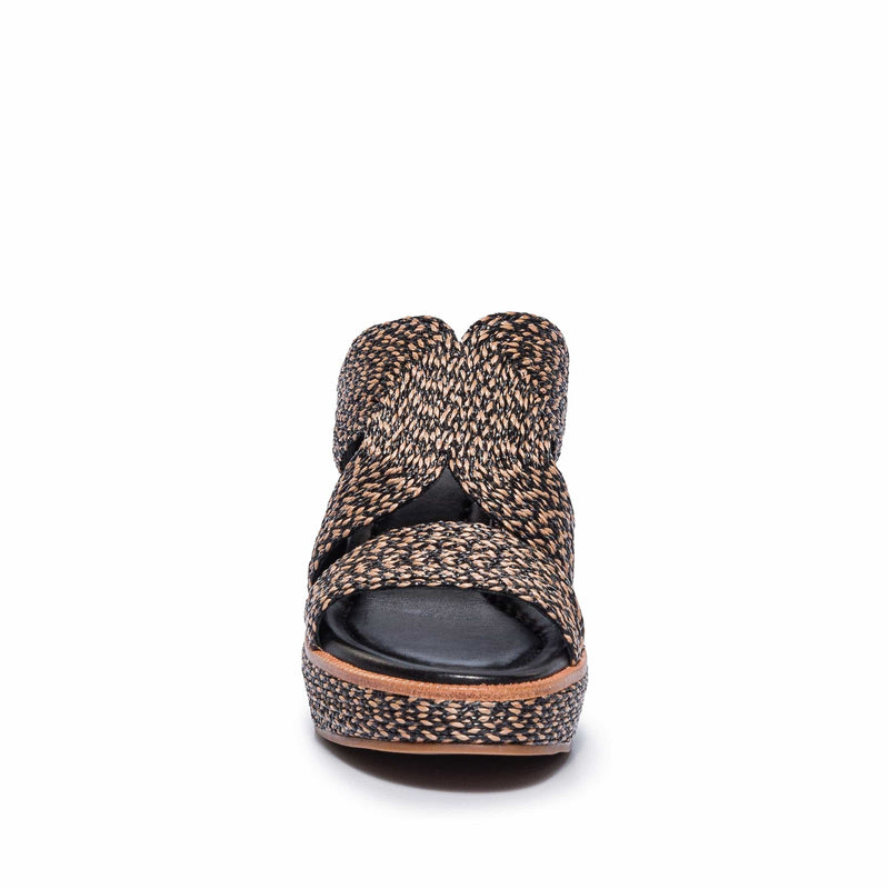 Black Brown Women Bernardo Kaian Raffia Wedge Sandals | YXJ4133UD