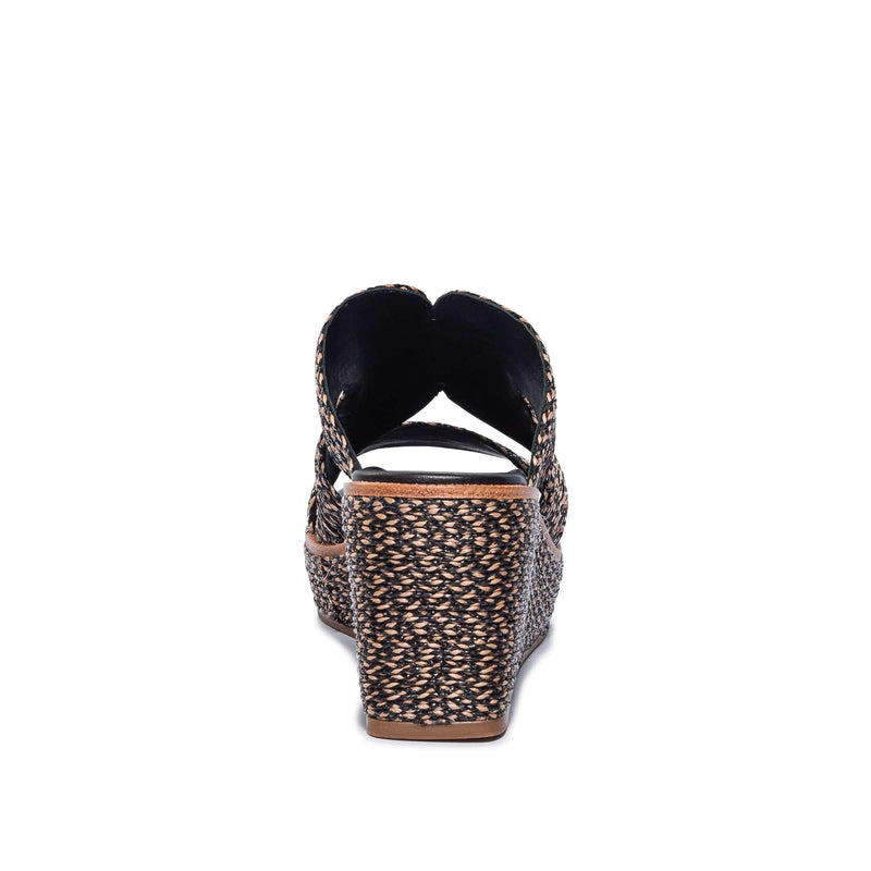 Black Brown Women Bernardo Kaian Raffia Wedge Sandals | YXJ4133UD