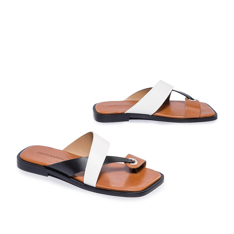 Black White Women Bernardo Amelia Cross Strap Slide Sandals | JYC2771OV