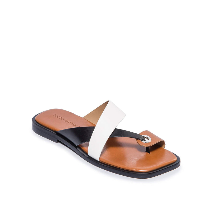 Black White Women Bernardo Amelia Cross Strap Slide Sandals | JYC2771OV