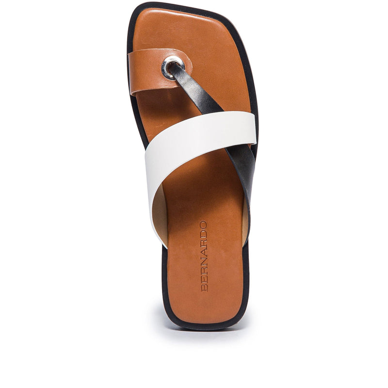 Black White Women Bernardo Amelia Cross Strap Slide Sandals | JYC2771OV