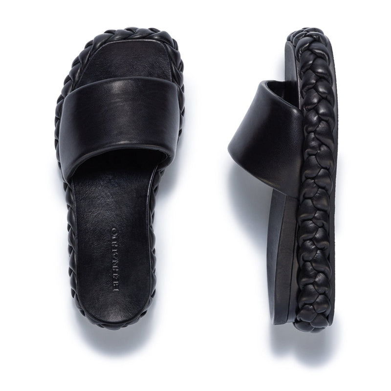 Black Women Bernardo Charleston Braided Slide Sandals | FFU7854RP