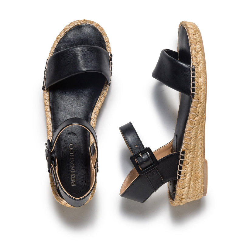 Black Women Bernardo Madrid Espadrille Wedge Sandals | VCG9083BY