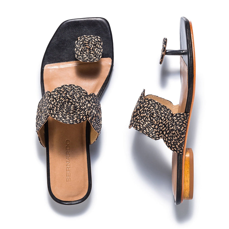 Black Women Bernardo Palermo Raffia Slide Sandals | HMZ735ET