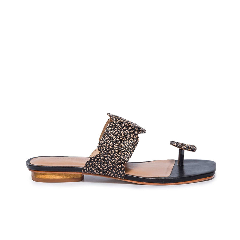 Black Women Bernardo Palermo Raffia Slide Sandals | HMZ735ET