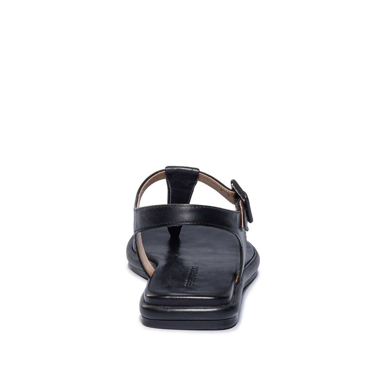 Black Women Bernardo Tucson T-Strap Flat Sandals | TEQ9281BF