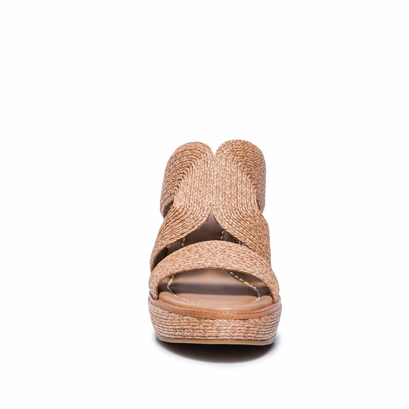 Brown Women Bernardo Kaian Raffia Wedge Sandals | NLD444DJ