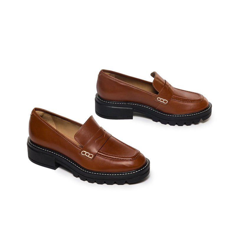 Dark Brown Women Bernardo Chandler Lug-Sole Loafers | BMM8628IK