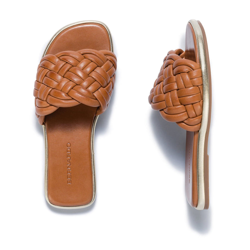 Dark Brown Women Bernardo Troy Woven Slide Sandals | RGY86KG