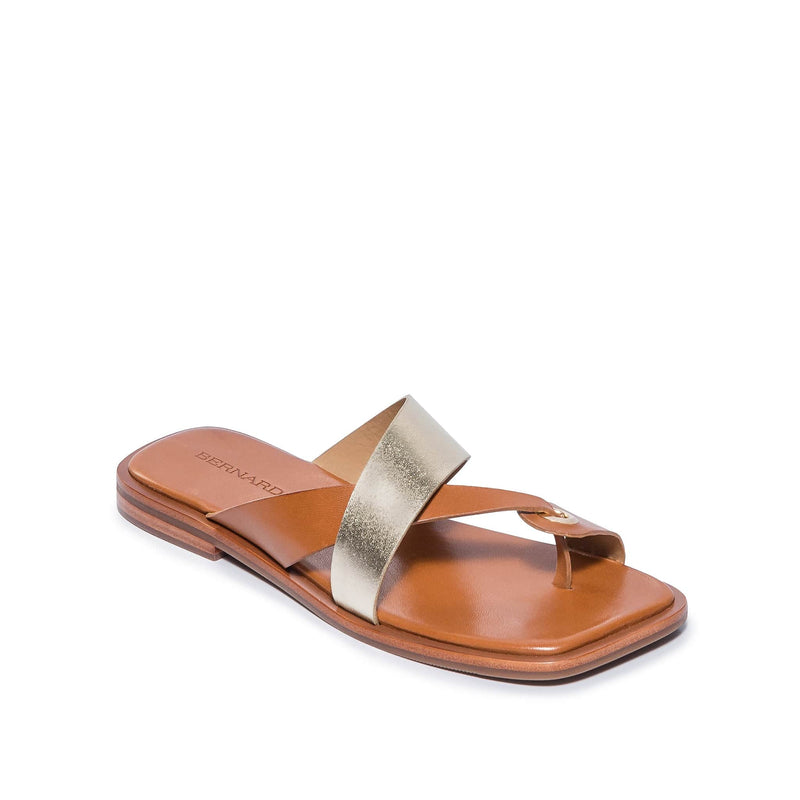 Gold Brown Women Bernardo Amelia Cross Strap Slide Sandals | SGD8095OI