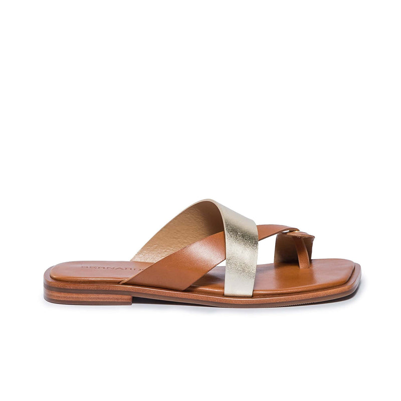 Gold Brown Women Bernardo Amelia Cross Strap Slide Sandals | SGD8095OI