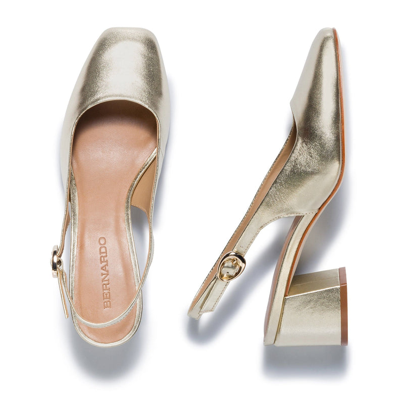 Gold Women Bernardo Alexia Slingback Pumps | MEC4047BL