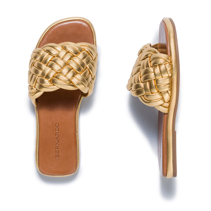 Gold Women Bernardo Troy Woven Slide Sandals | ABL5024KN