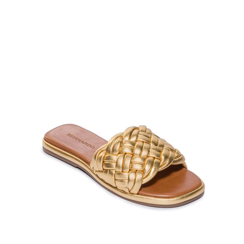 Gold Women Bernardo Troy Woven Slide Sandals | ABL5024KN