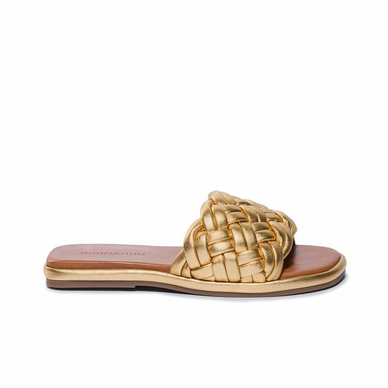 Gold Women Bernardo Troy Woven Slide Sandals | ABL5024KN