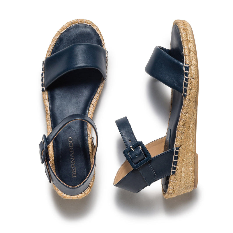 Navy Women Bernardo Madrid Espadrille Wedge Sandals | FZY1255PB