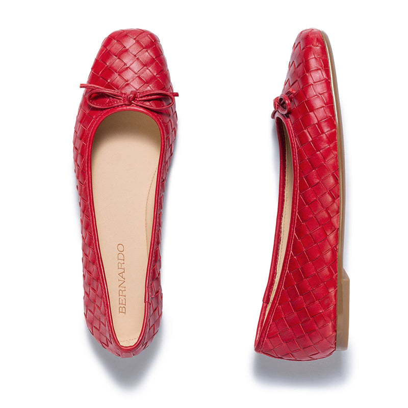 Red Women Bernardo Gwynn Woven Ballet Flats | IVT5060OD