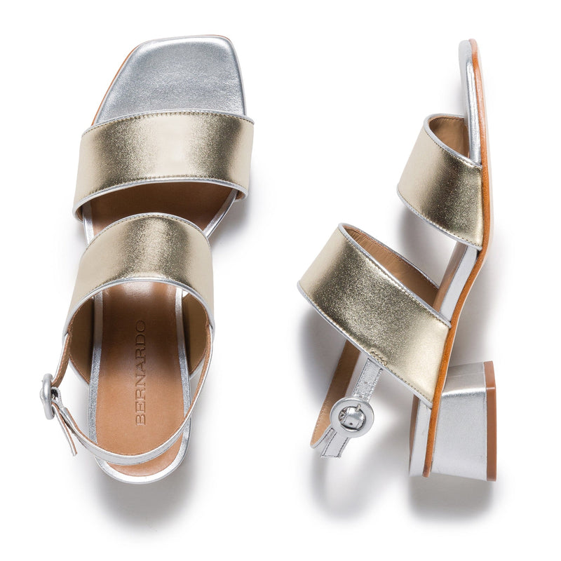 Silver Gold Women Bernardo Jasper Slingback Heels Sandals | RMO5443ZF