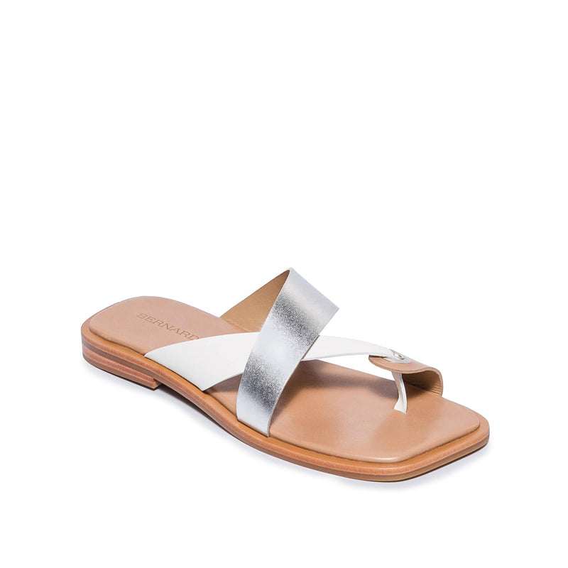 Silver White Women Bernardo Amelia Cross Strap Slide Sandals | WPY555EA