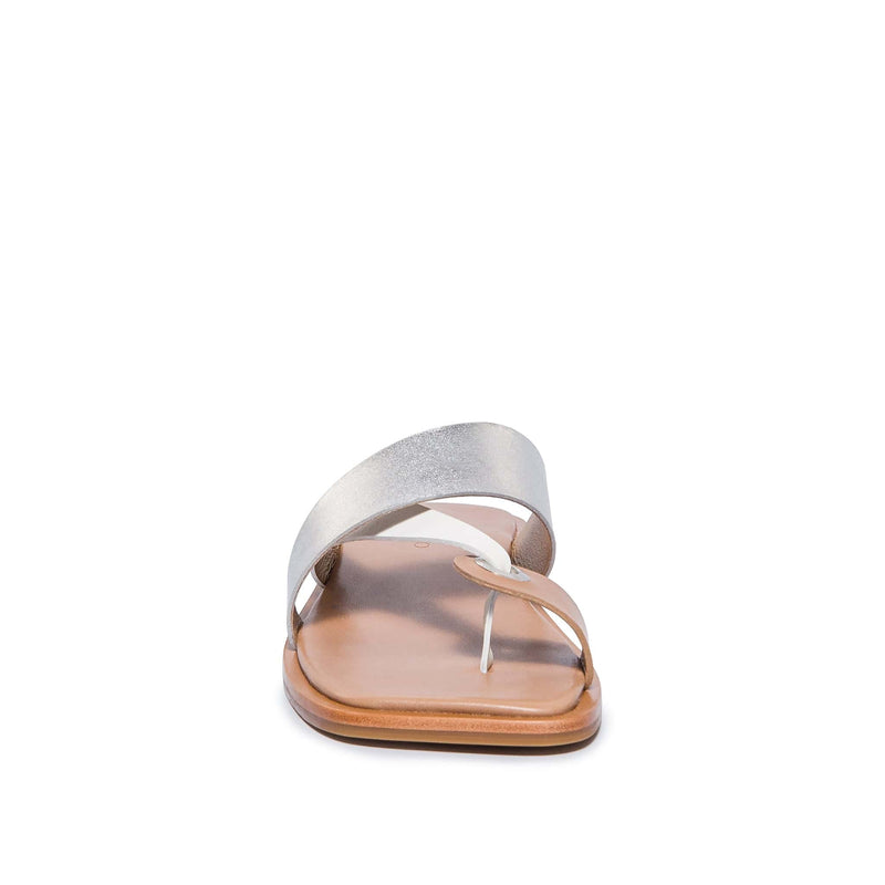 Silver White Women Bernardo Amelia Cross Strap Slide Sandals | WPY555EA