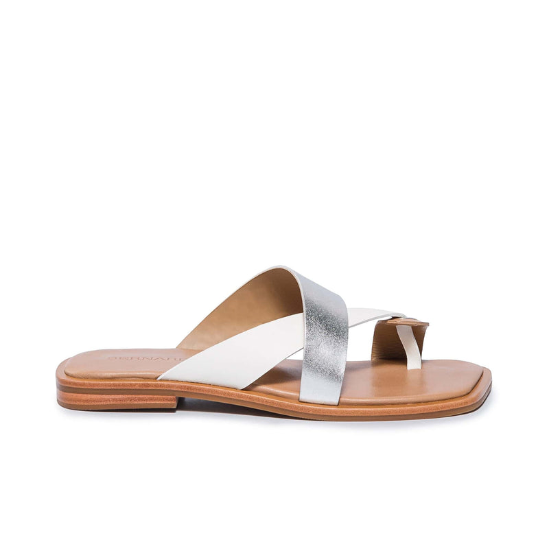 Silver White Women Bernardo Amelia Cross Strap Slide Sandals | WPY555EA