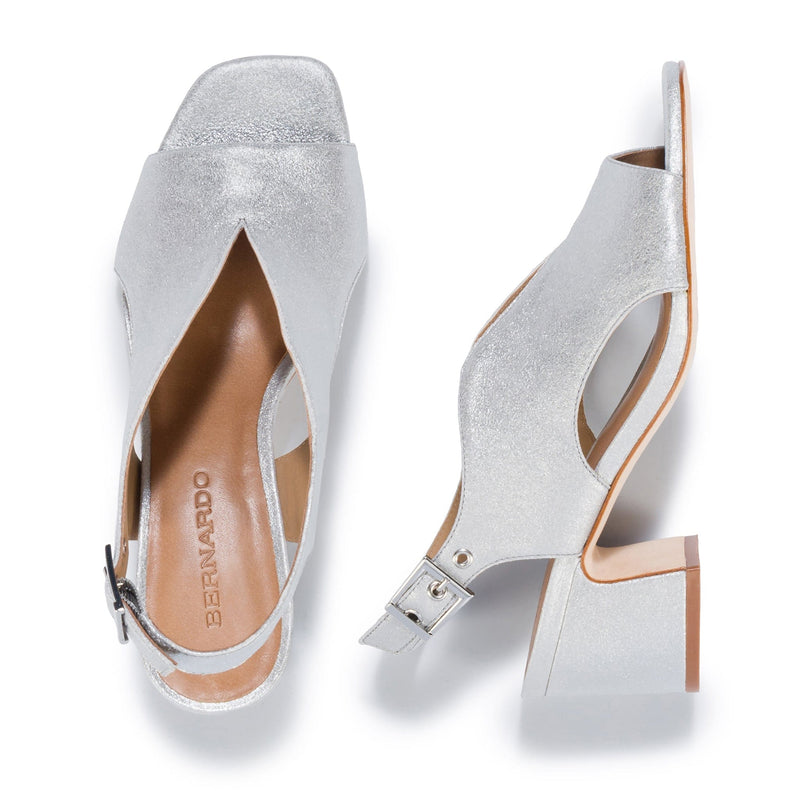 Silver Women Bernardo Bedford Mid Heels Sandals | GIT3764BC