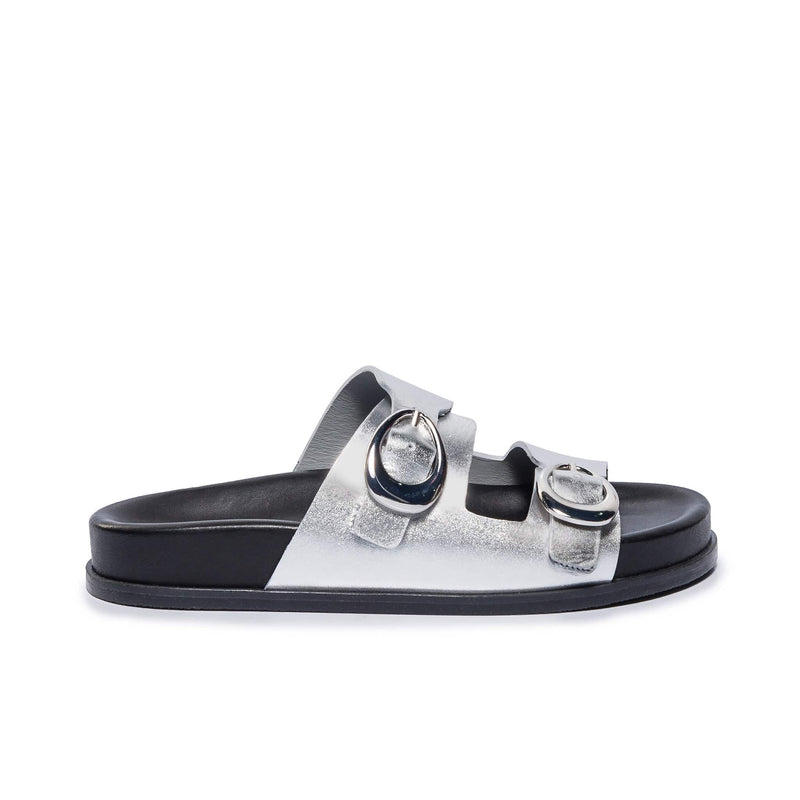 Silver Women Bernardo Evie Slide Sandals | CDU2667ZW