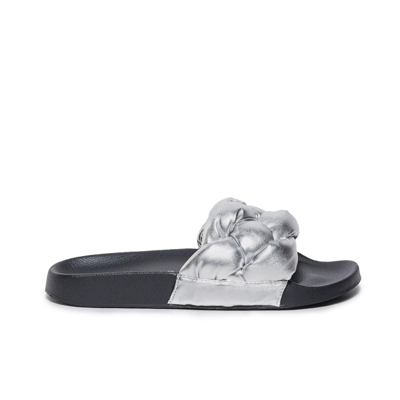 Silver Women Bernardo Rylee Pool Slide Sandals | CLM3317RP