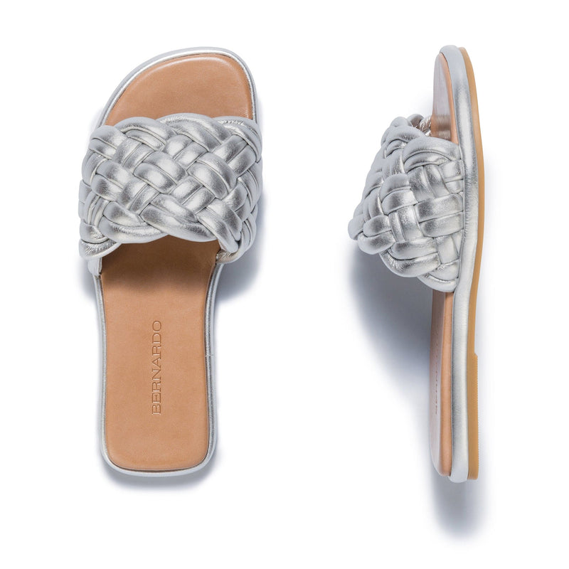 Silver Women Bernardo Troy Woven Slide Sandals | YLJ3027IM