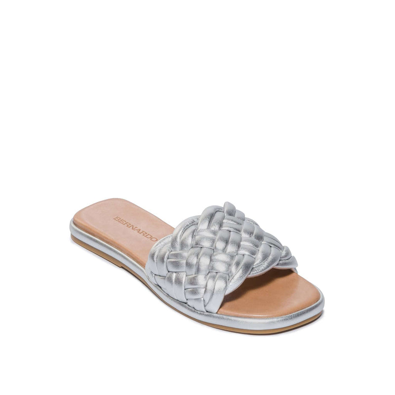 Silver Women Bernardo Troy Woven Slide Sandals | YLJ3027IM