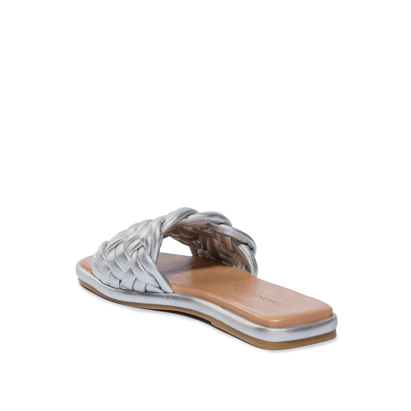 Silver Women Bernardo Troy Woven Slide Sandals | YLJ3027IM