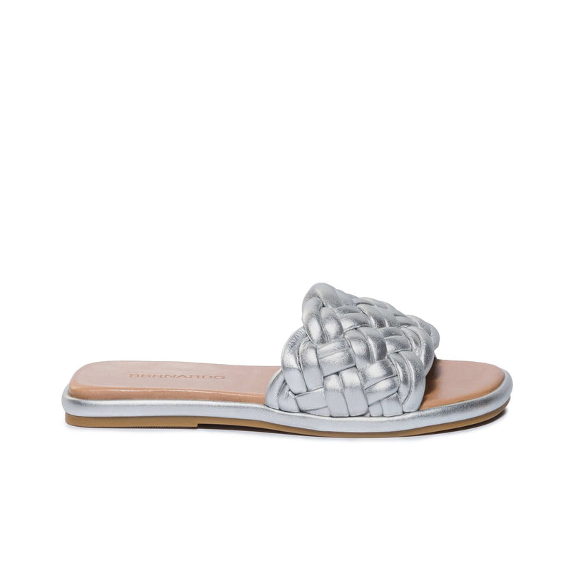 Silver Women Bernardo Troy Woven Slide Sandals | TAG8978RO