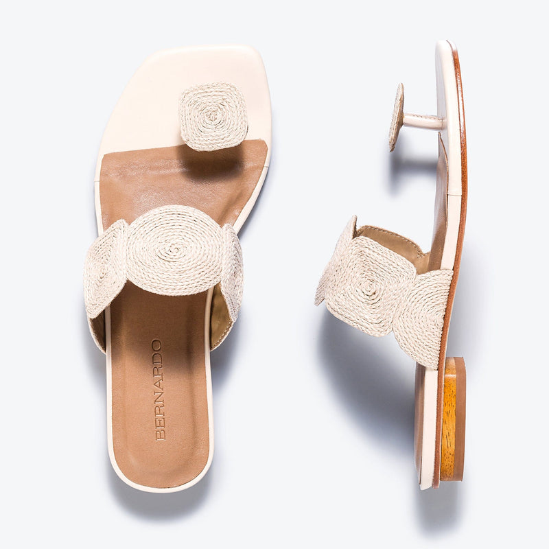 White Women Bernardo Palermo Raffia Flat Sandals | BMD8851WF