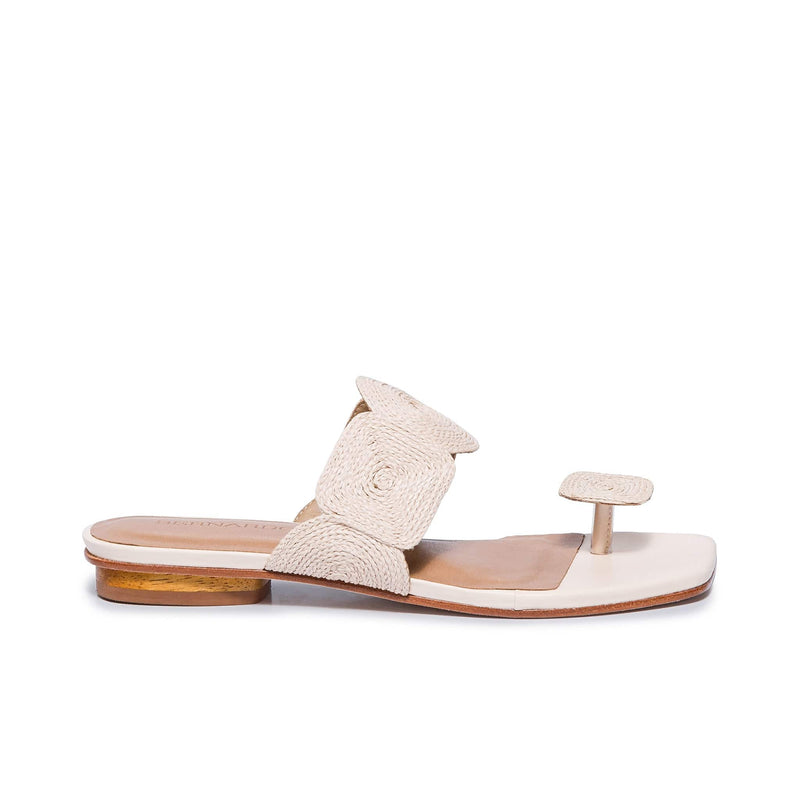 White Women Bernardo Palermo Raffia Flat Sandals | BMD8851WF